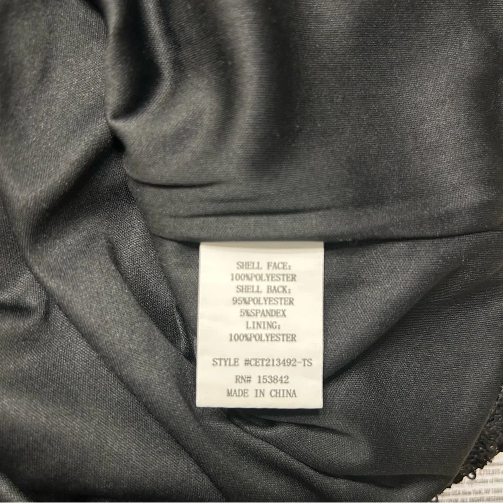 Melloday Black Sequin Short Sleeve Top | Size Large | Lined Party Blouse